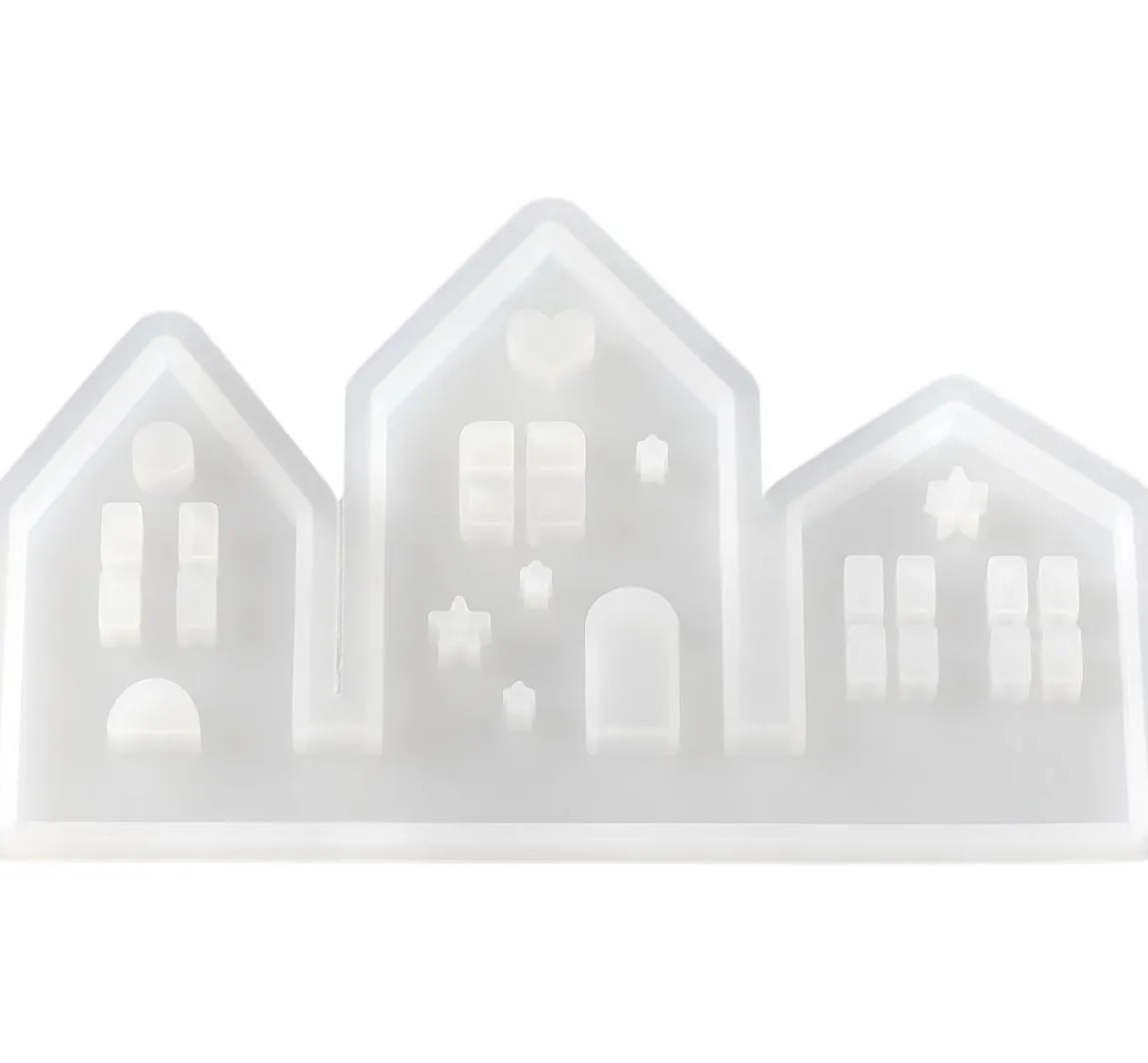 New HobbyFun Silikon-Gießform "Häuserreihe" mit Steckkante