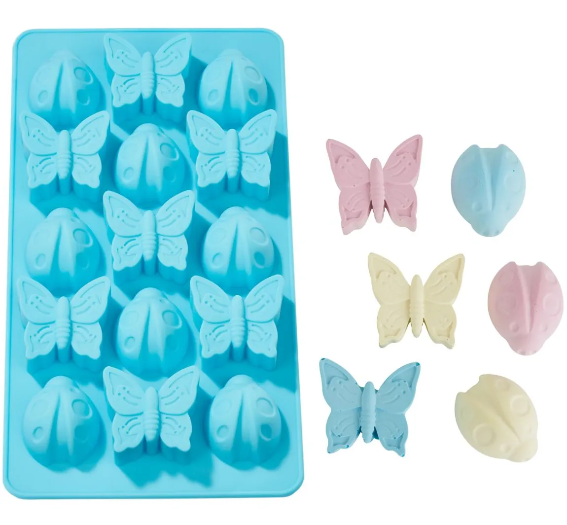 Clearance HobbyFun Silikon-Gießform "Marienkäfer & Schmetterling"