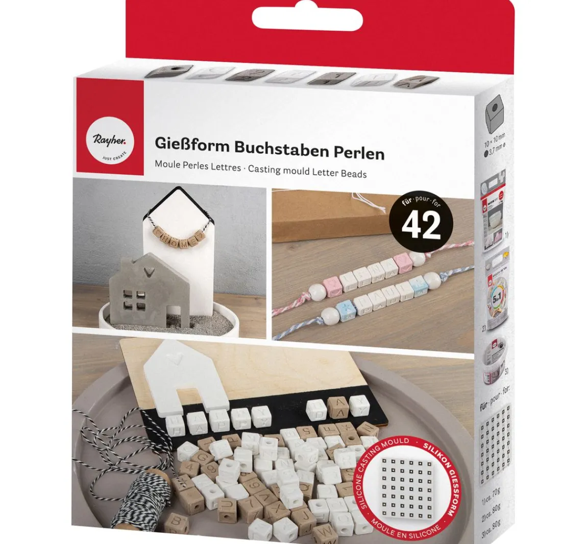 Outlet Rayher Silikon-Gießform "Perlen - Buchstaben & Zahlen"