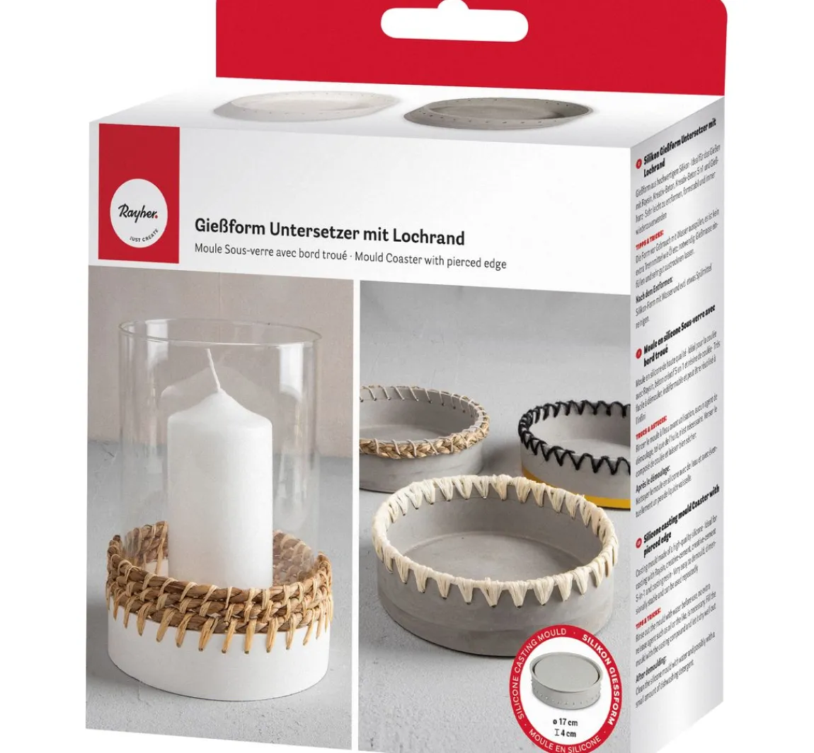 Discount Rayher Silikon-Gießform "Untersetzer mit Lochrand"