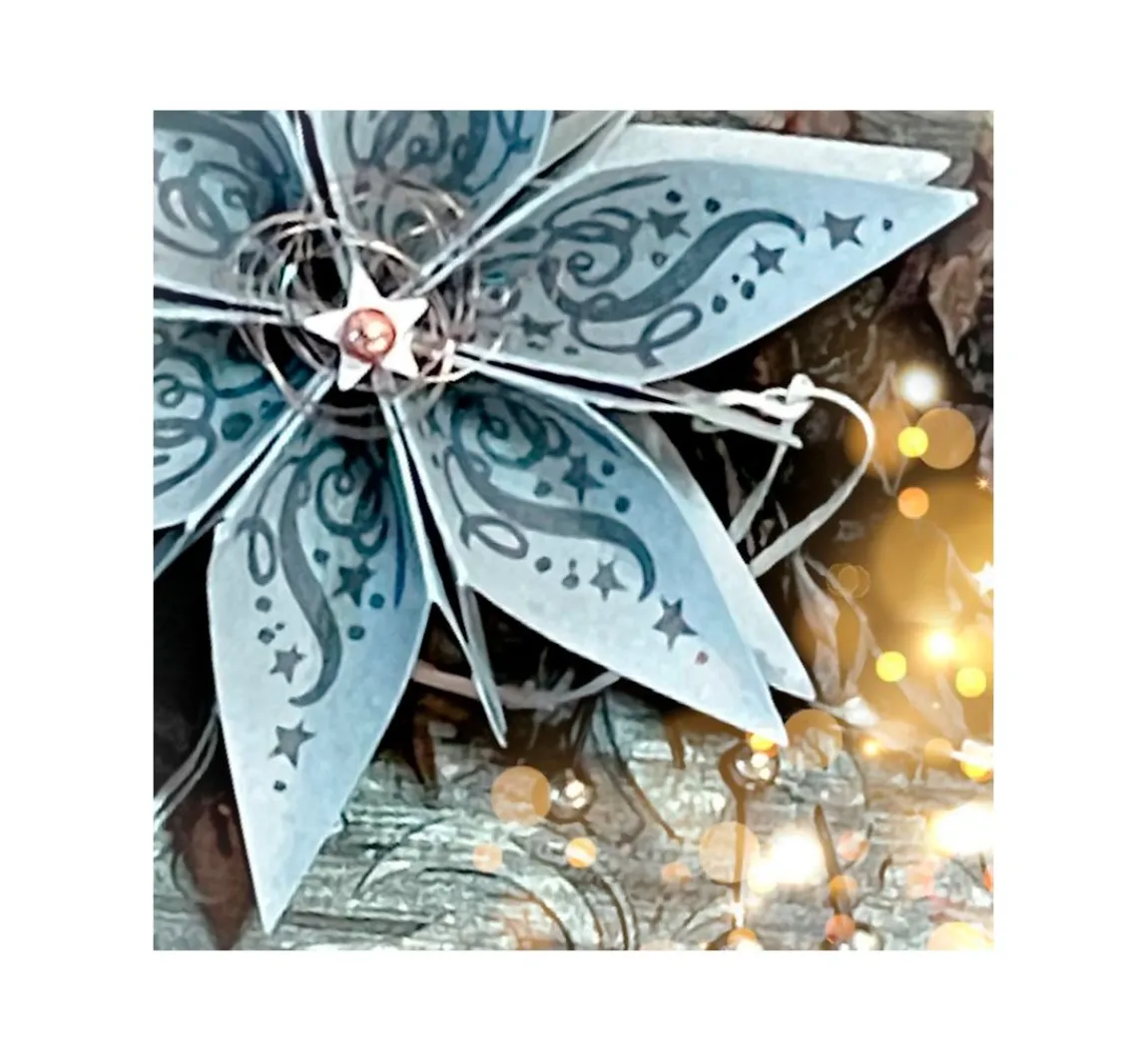Hot FarbTon Papier Silikonstempel für Faltstern Groß "Christmas"