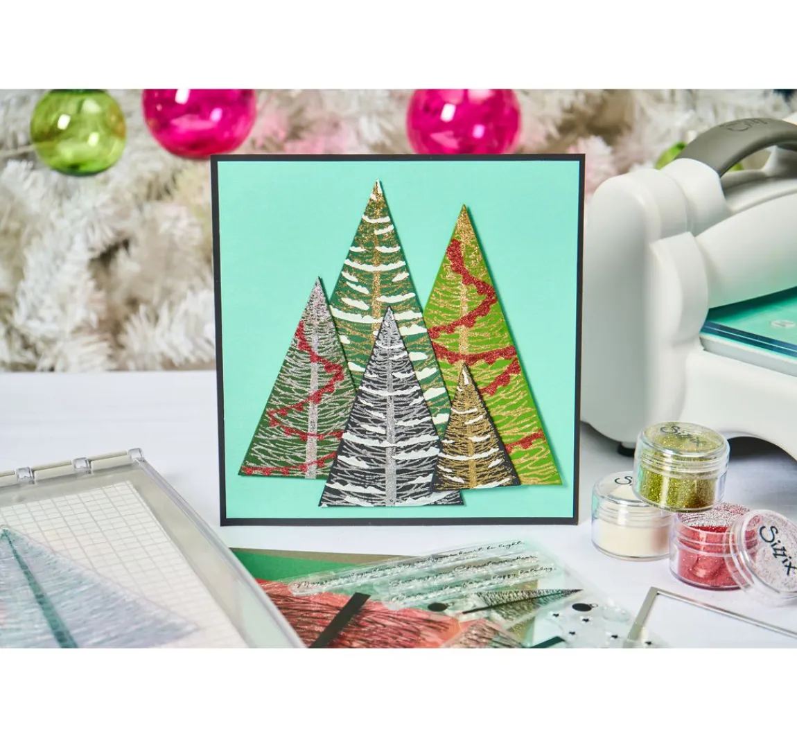 Discount Sizzix Clear Stamp and Stencil Set "Merry and Light by Stacey Park"