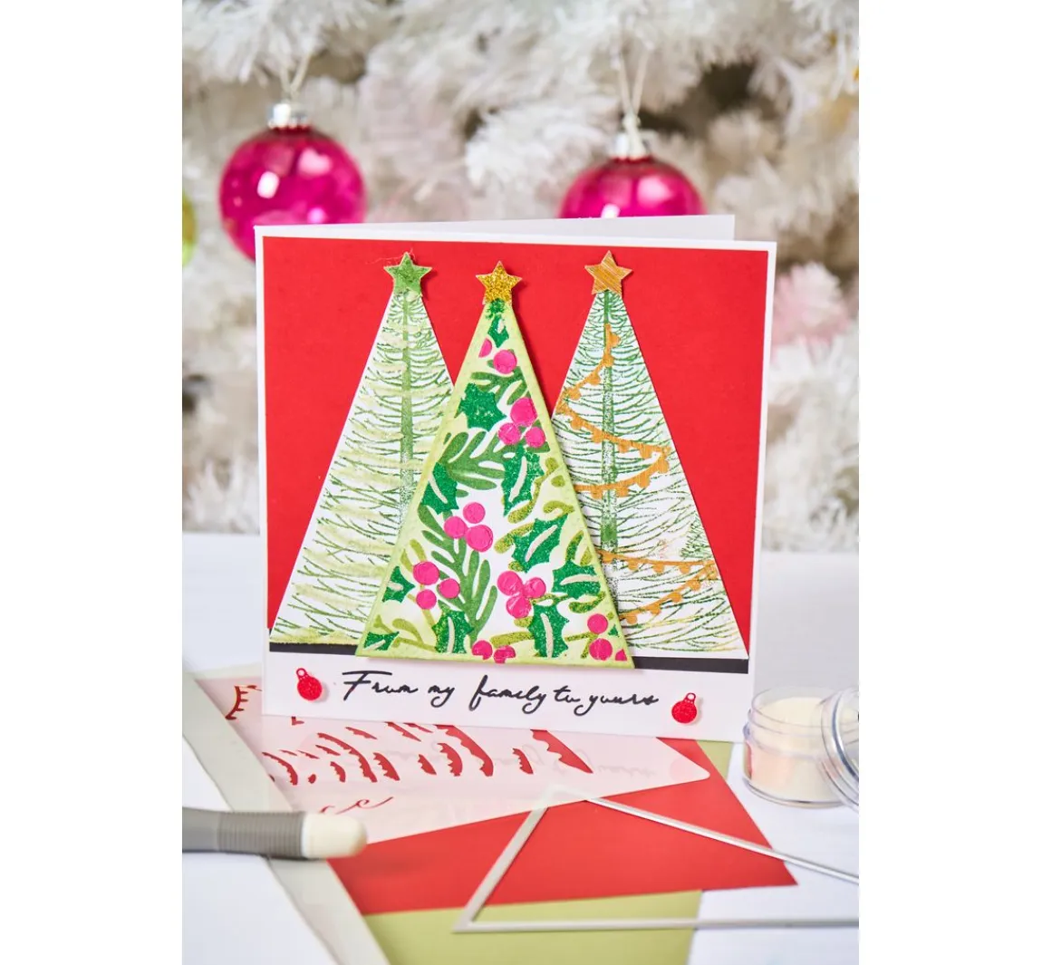 Discount Sizzix Clear Stamp and Stencil Set "Merry and Light by Stacey Park"