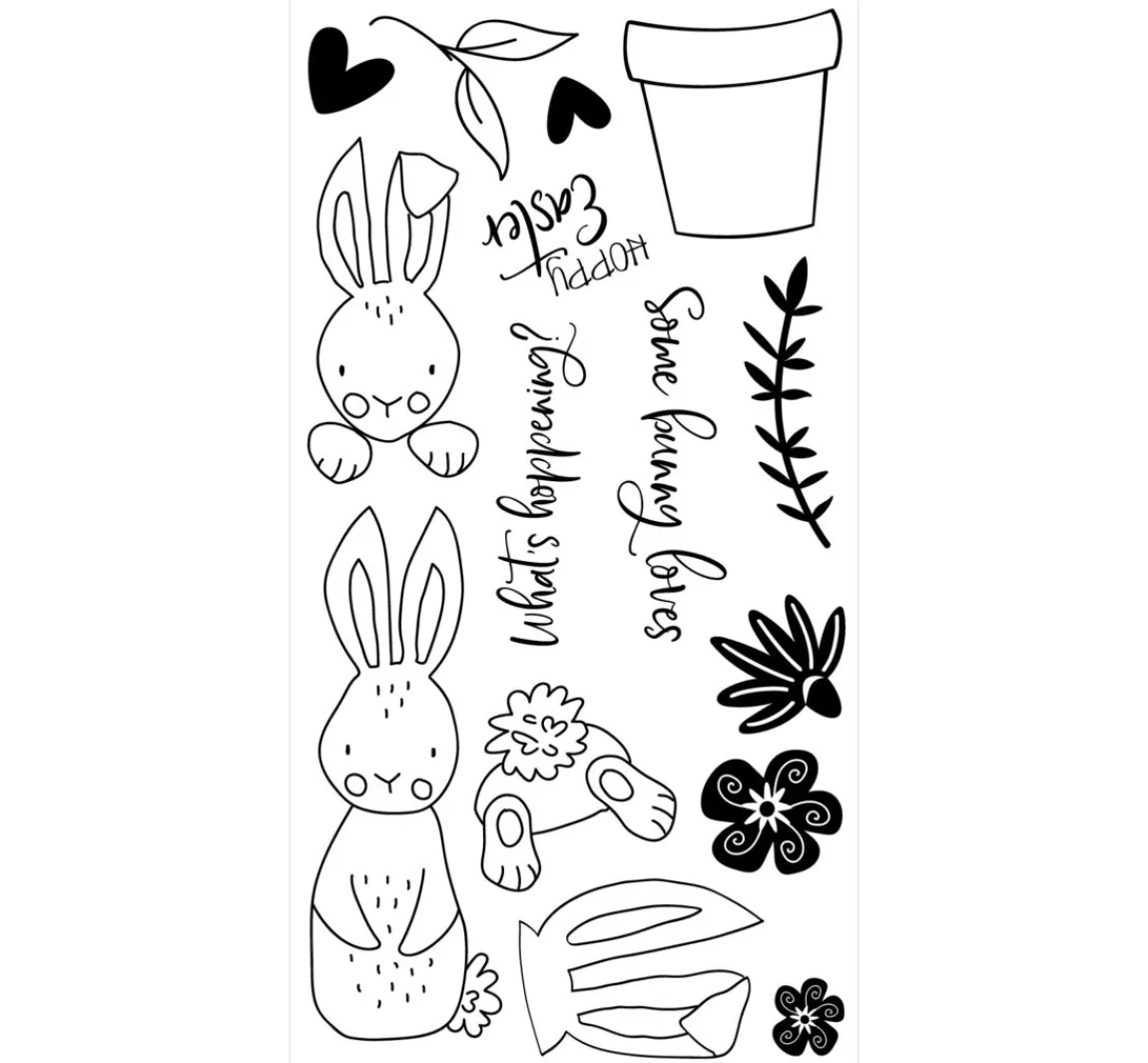 Online Sizzix Clear Stamps Set by Catherine Pooler "Bunny Bits & Blooms"