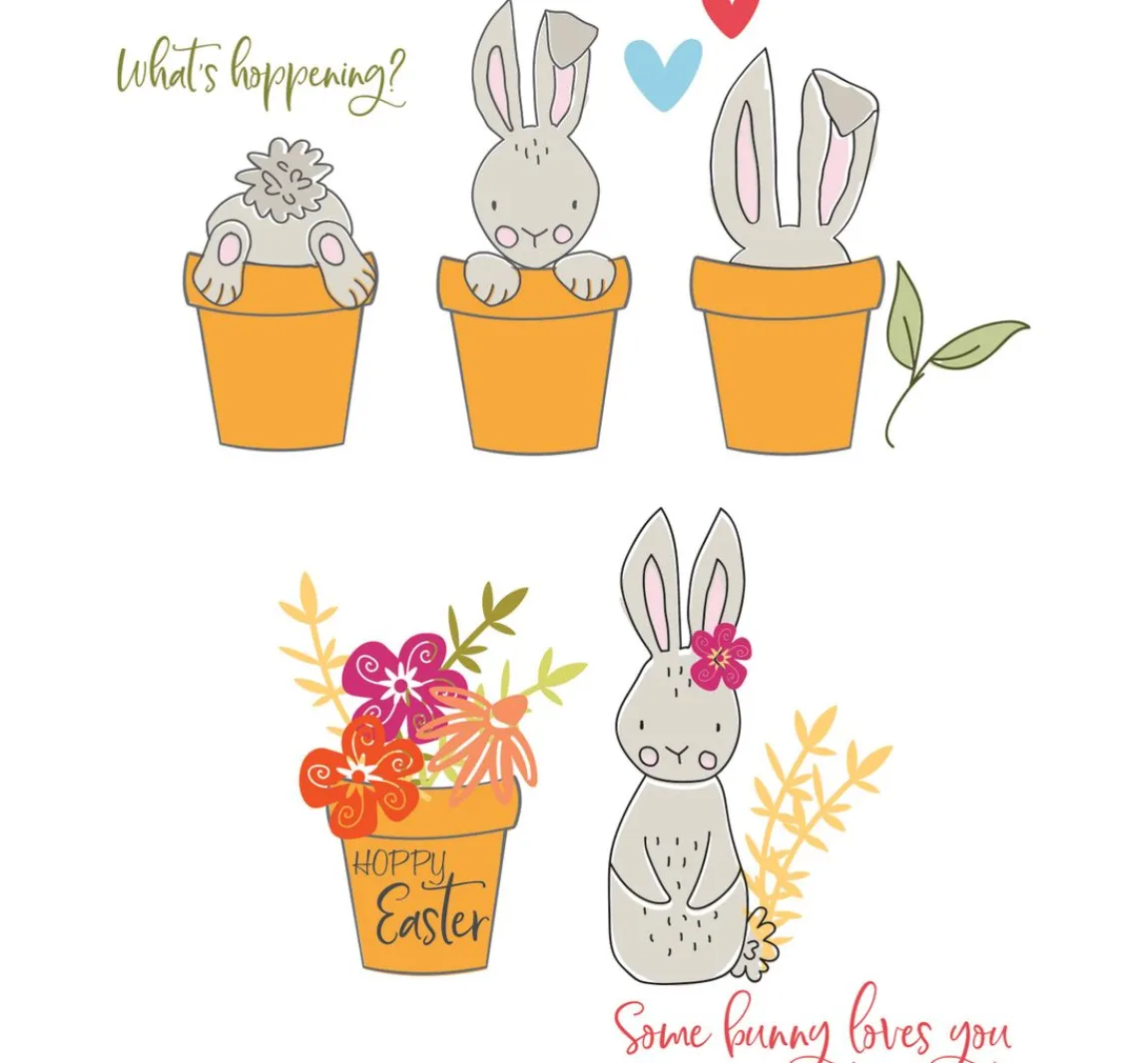Online Sizzix Clear Stamps Set by Catherine Pooler "Bunny Bits & Blooms"