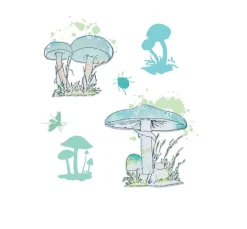 New Sizzix Framelits Stanzschablone und Clear Stamps "Painted Pencil Mushrooms"