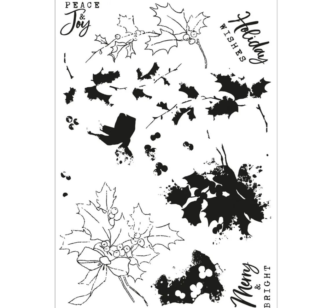 Best Sizzix Stanzschablone und Clear Stamps "Pencil Line Holly by 49 and Market"