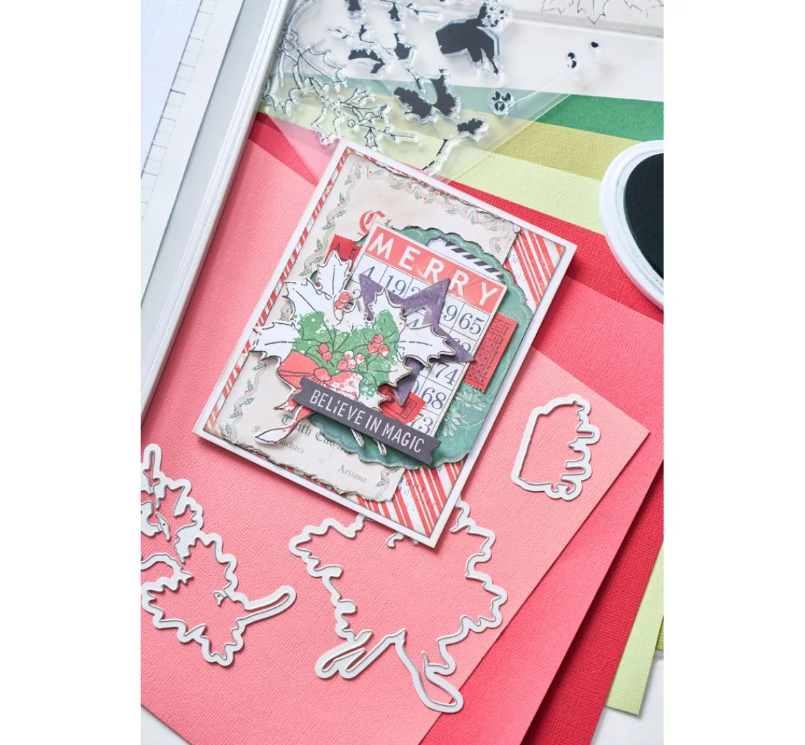 Best Sizzix Stanzschablone und Clear Stamps "Pencil Line Holly by 49 and Market"