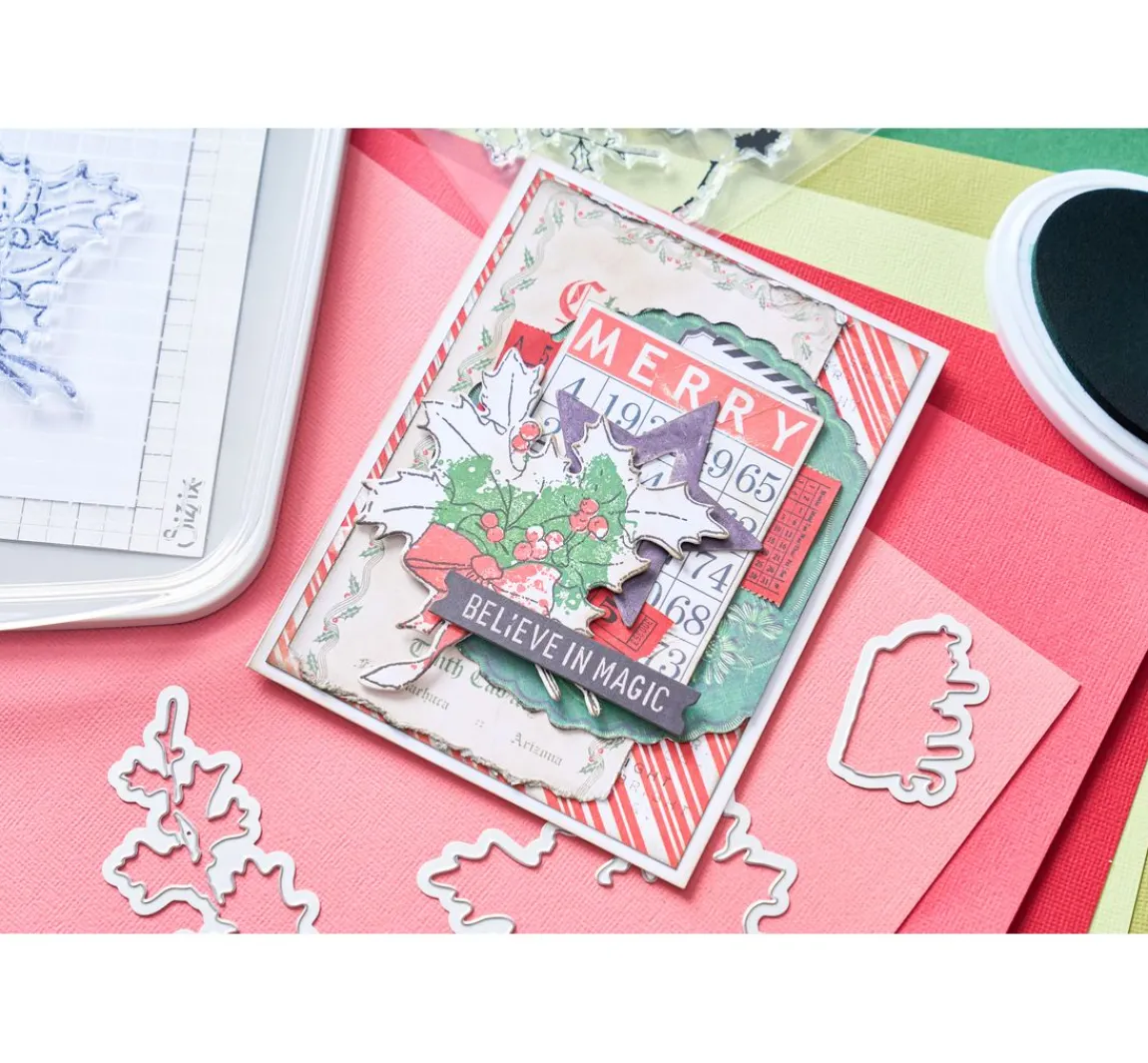 Best Sizzix Stanzschablone und Clear Stamps "Pencil Line Holly by 49 and Market"