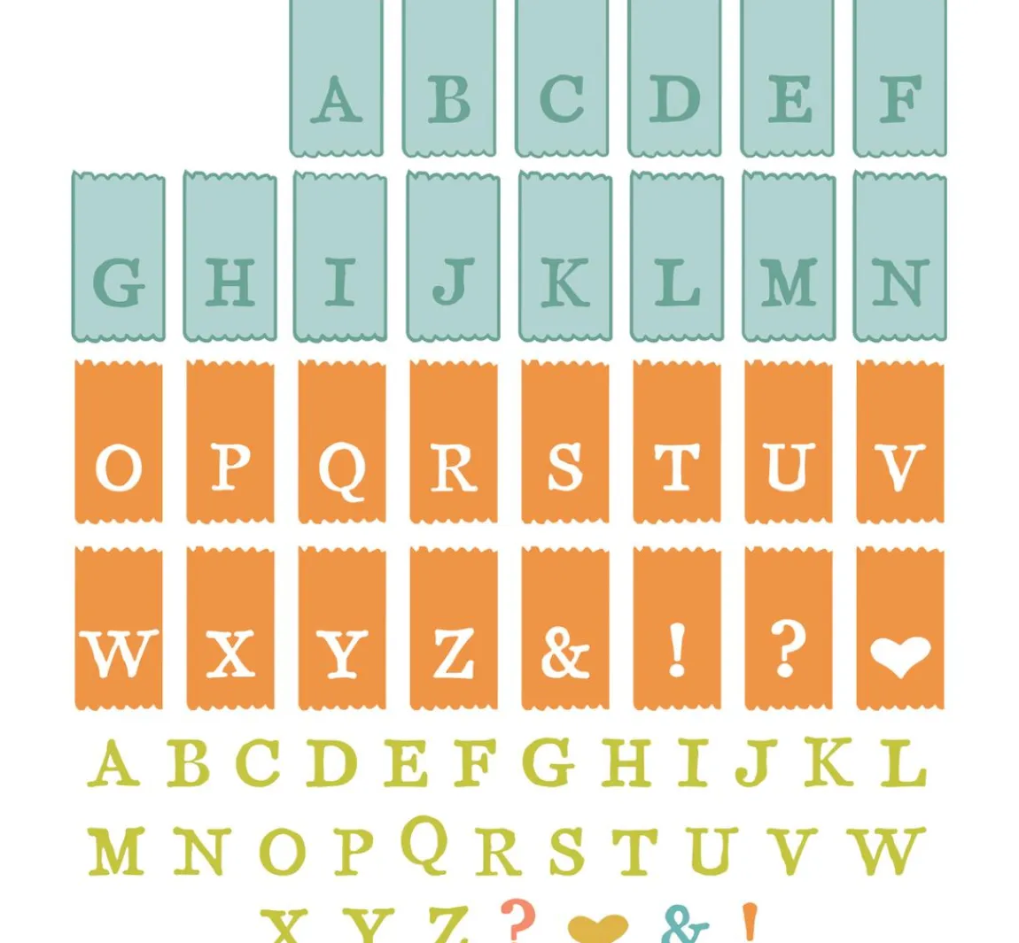 Hot Sizzix Stanzschablone und Clear Stamps "Tab Stamp Alpha by 49 and Market"