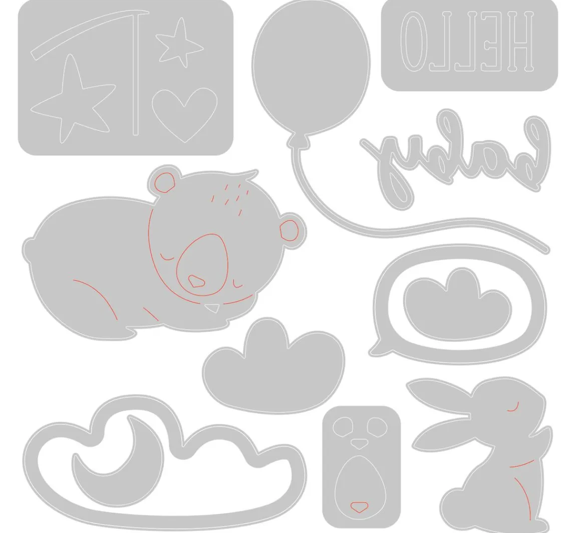 Best Sizzix Thinlits Stanzschablone "Hello Baby"