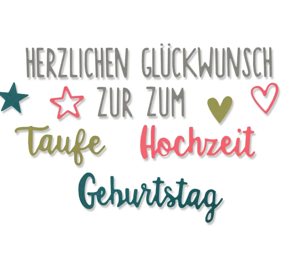 Sale Sizzix Thinlits Stanzschablone "Herzlichen Glückwunsch"