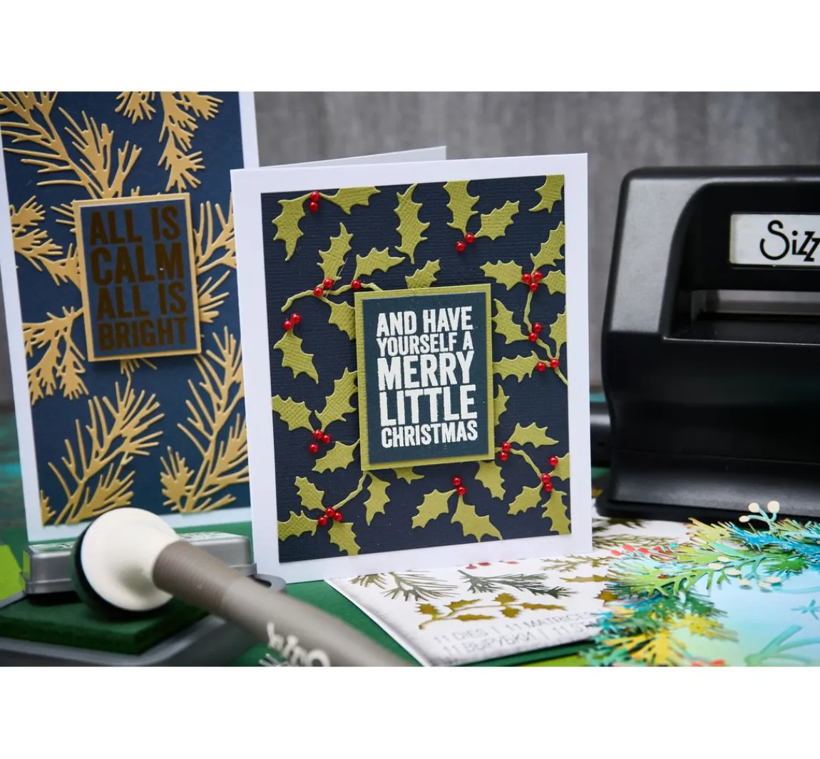 Clearance Sizzix Thinlits Stanzschablone "Holiday Greens by Tim Holtz"