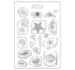 New Stamperia Soft Modellierform A5 "Silent Sea - Fossils"