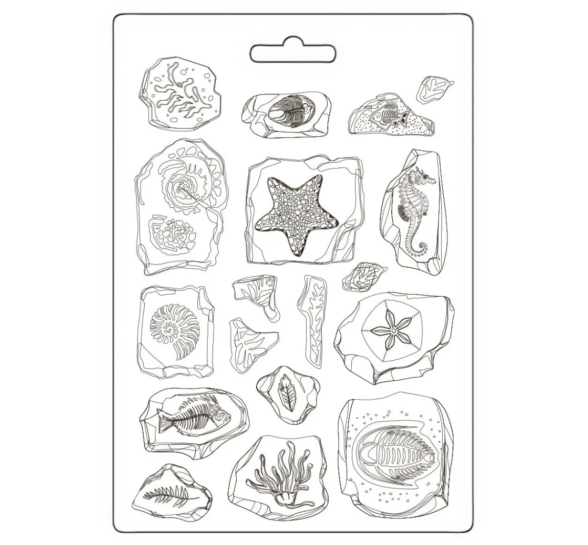 New Stamperia Soft Modellierform A5 "Silent Sea - Fossils"