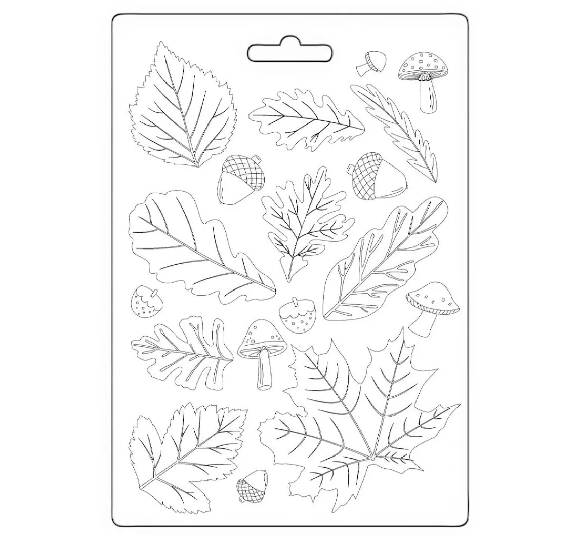 Discount Stamperia Soft Modellierform A5 "Whispering Woods - Leaves"