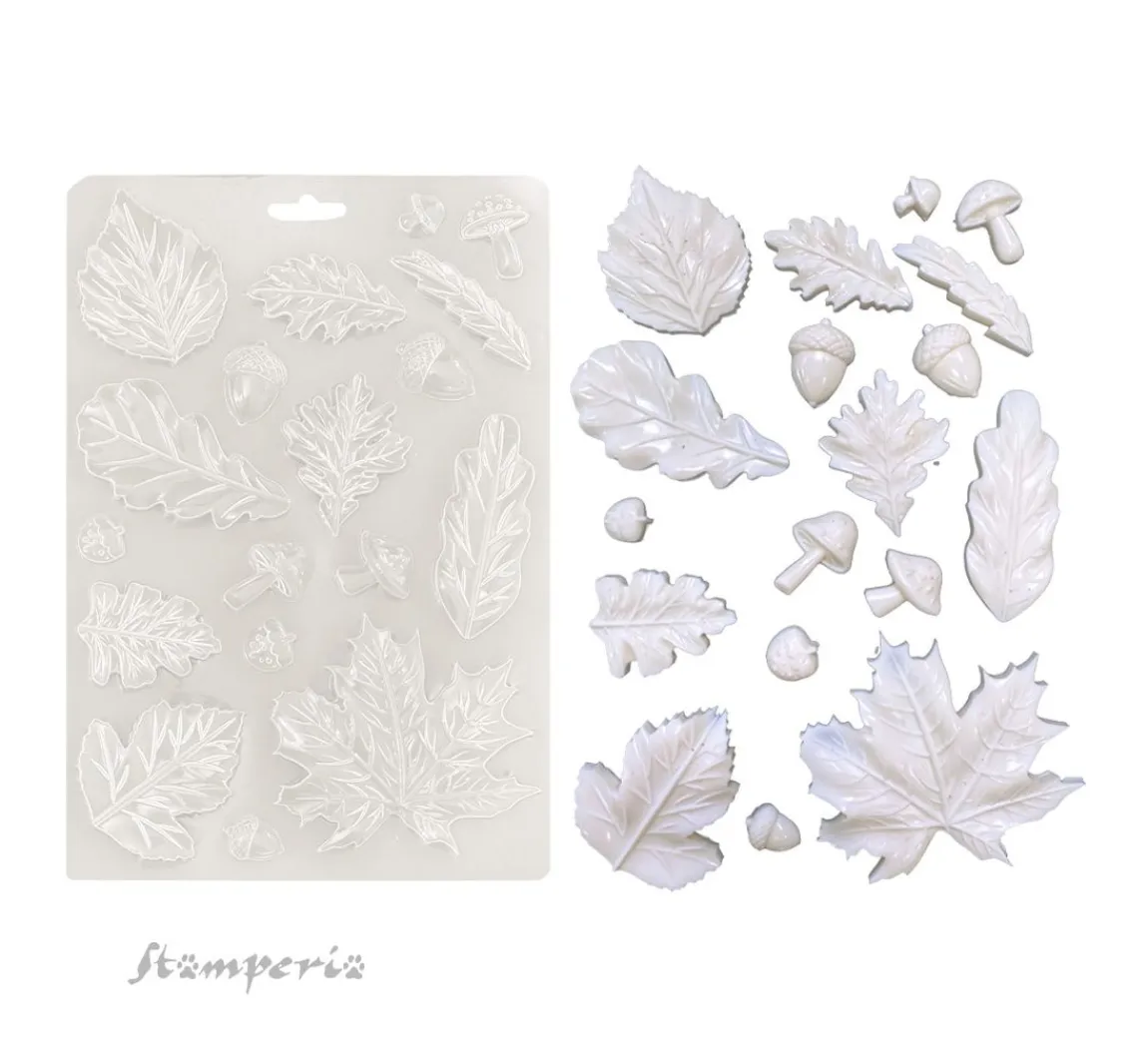 Discount Stamperia Soft Modellierform A5 "Whispering Woods - Leaves"
