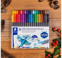 Best STAEDTLER Doppelfasermaler mit Pinselspitze, 36 Stück