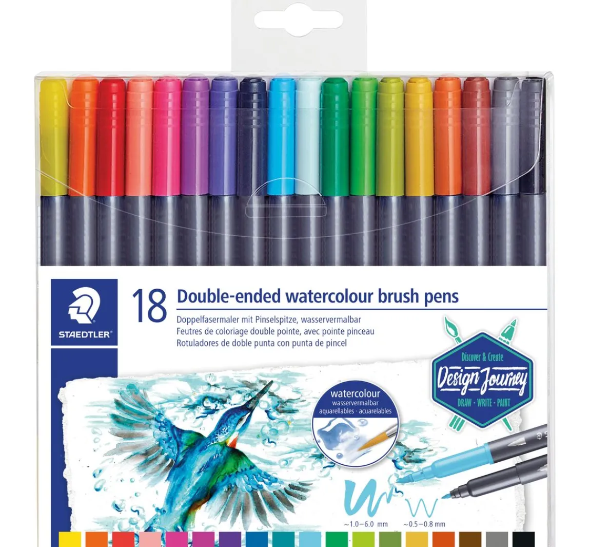 Online STAEDTLER Doppelfasermaler mit Pinselspitze, 18 St.