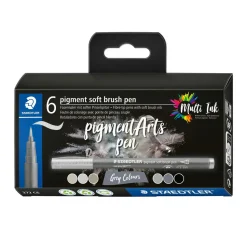 Hot STAEDTLER Pigment soft brush pen "Greys", 6er-Set