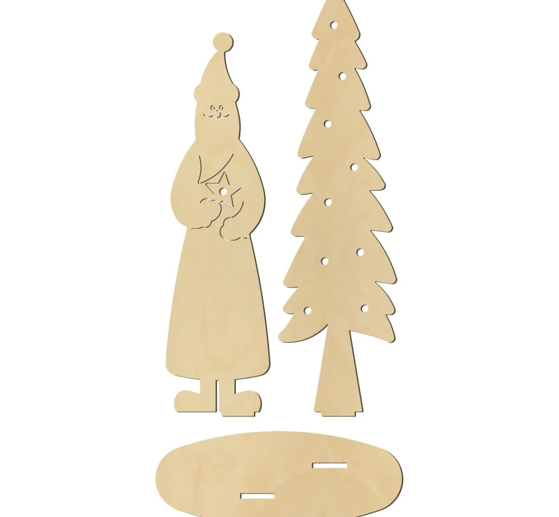 Outlet ohne Marke Stehfigur "Weihnachtsmann mit Tanne"