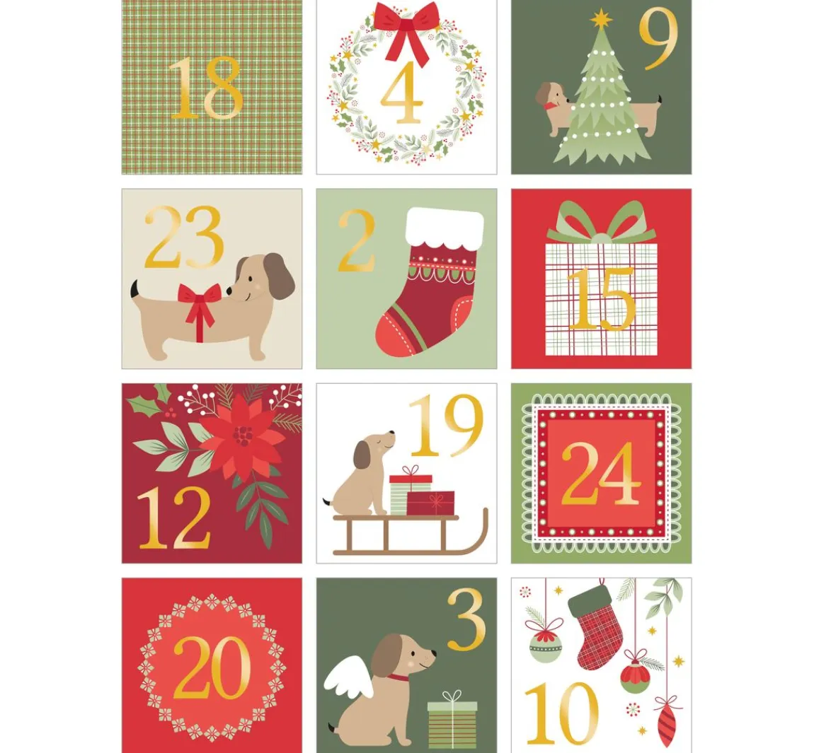 Outlet Artemio Sticker Adventszahlen "Woofy Christmas"