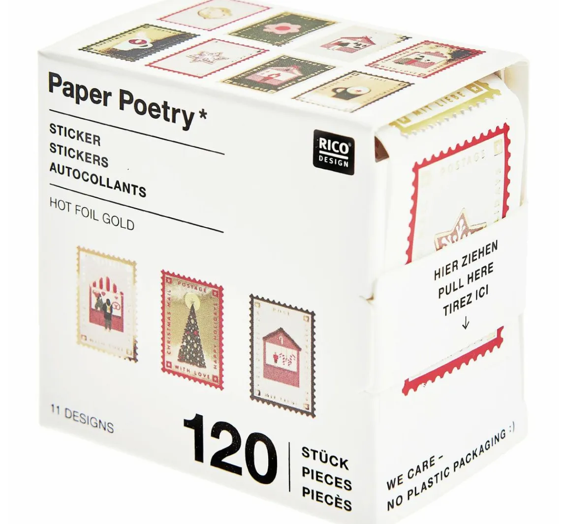 Best Rico Design Stickerrolle "Briefmarken Weihnachtspost"