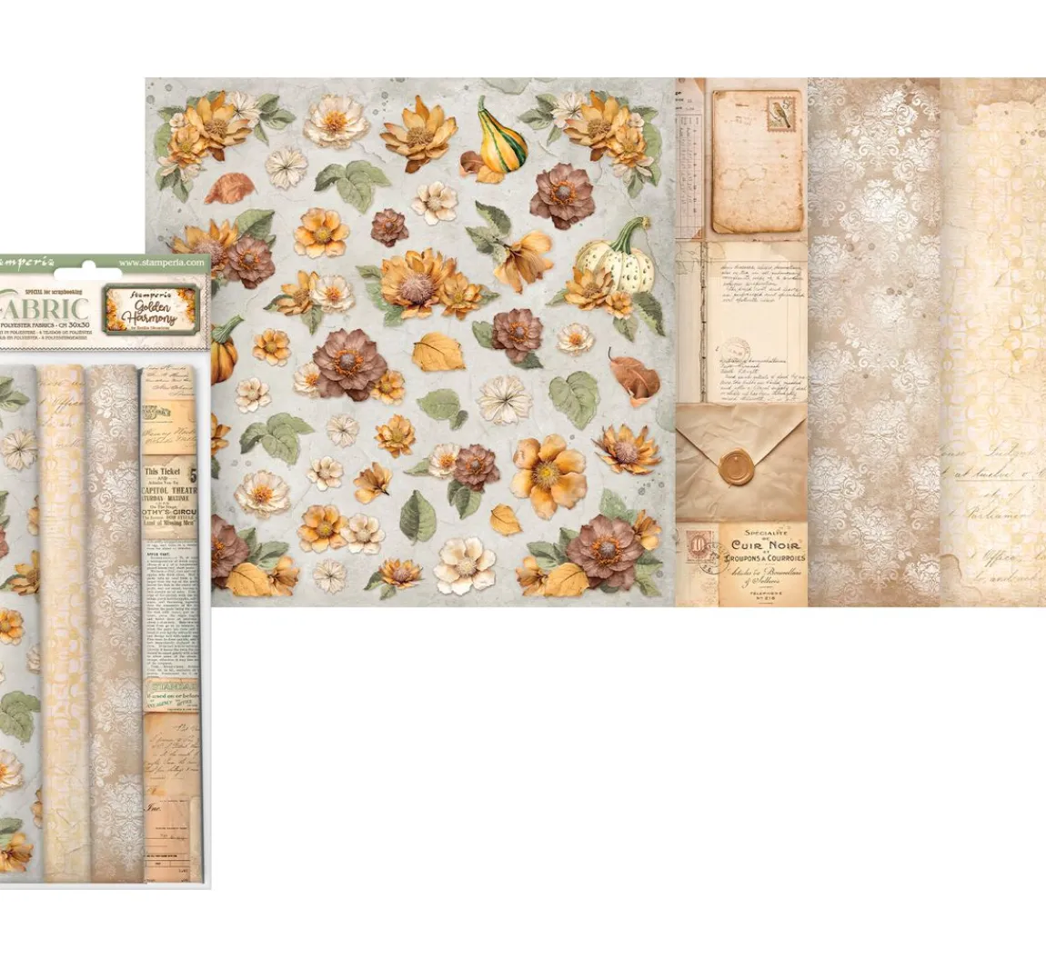 Online Stamperia Stoffpaket "Golden Harmony"