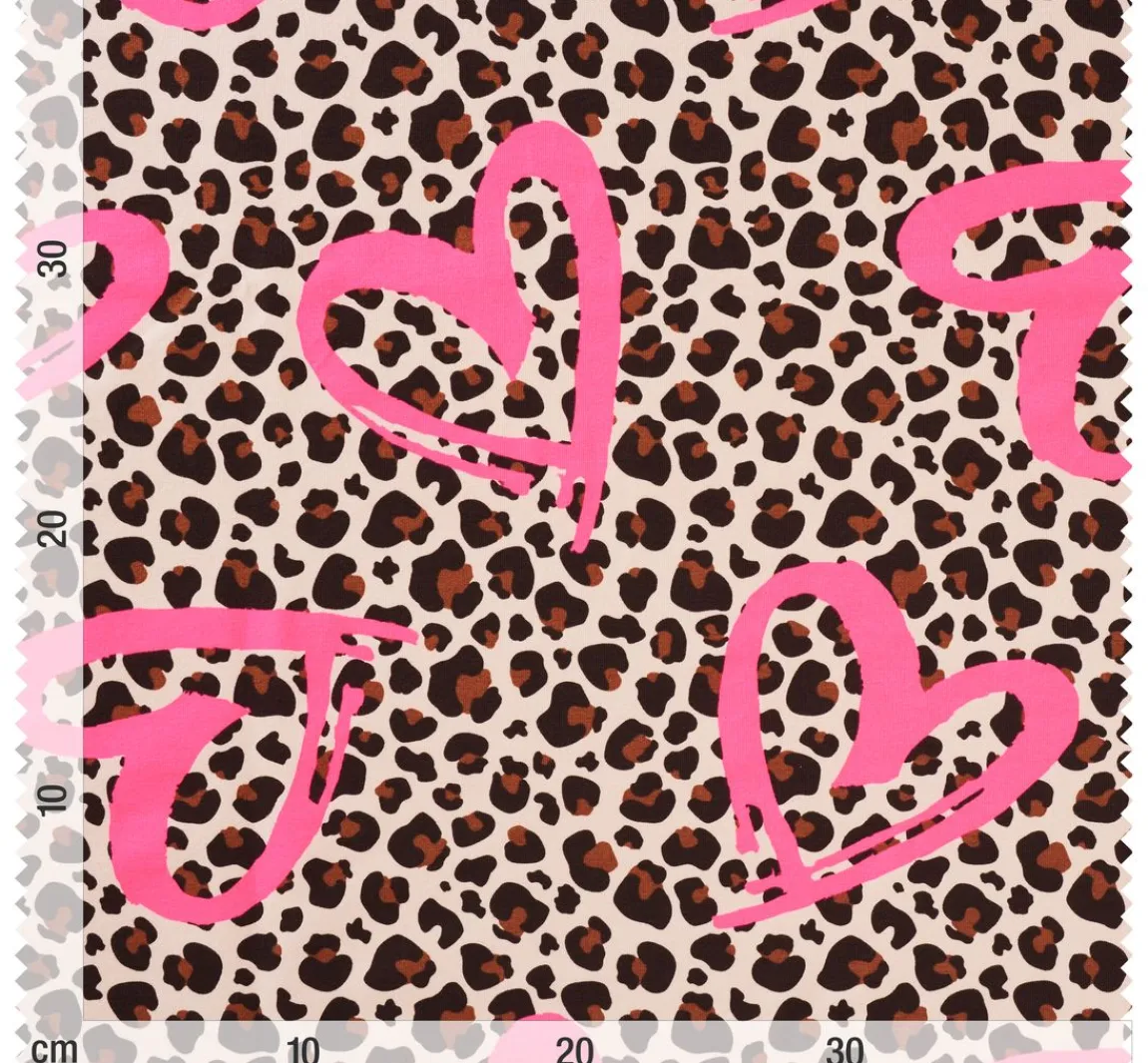 Outlet VBS Marktplatz Sweat-Stoff Neon Print "Leopard mit Herz"