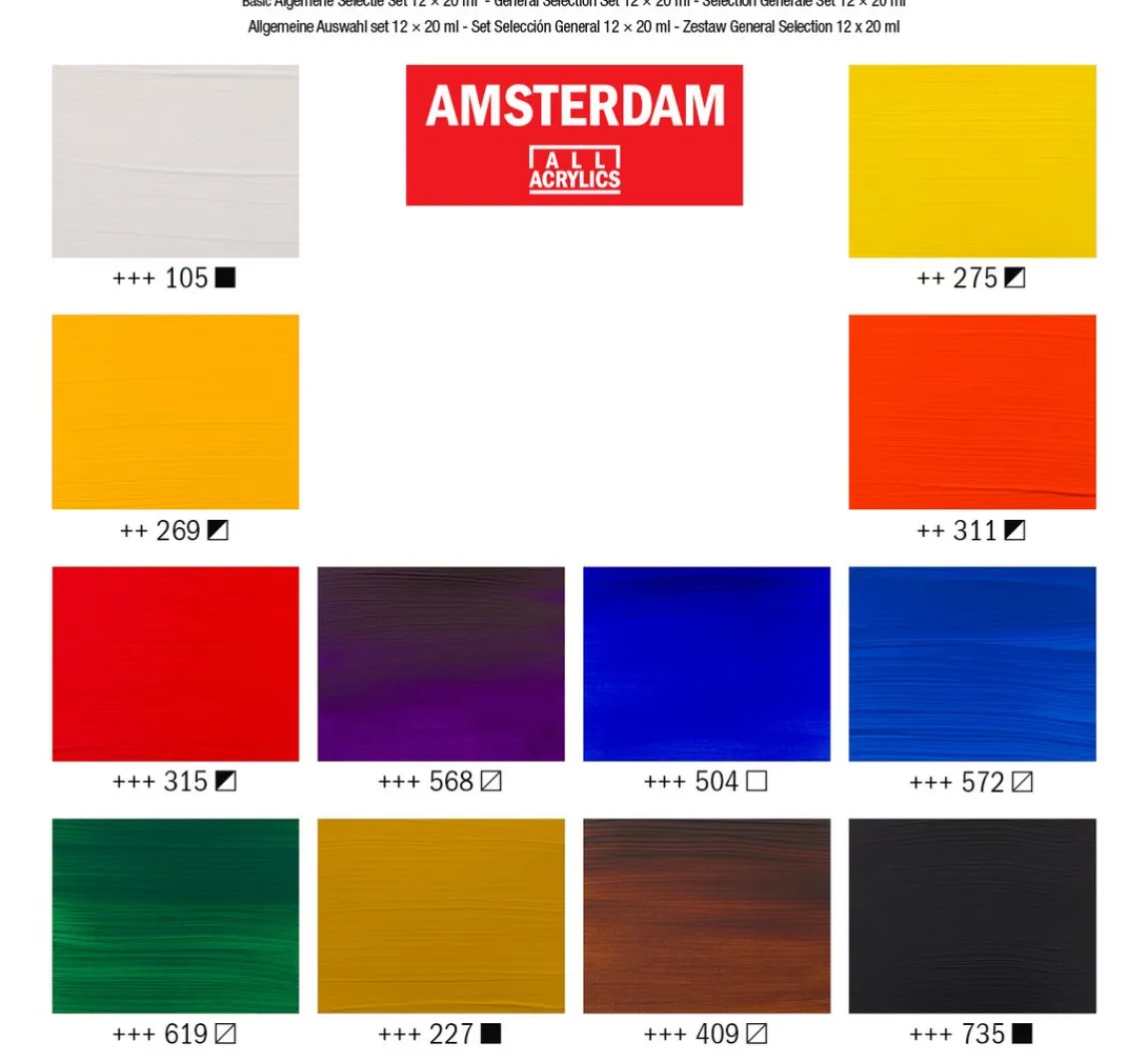 New AMSTERDAM Talens Acrylfarben-Set "General Selection 12"