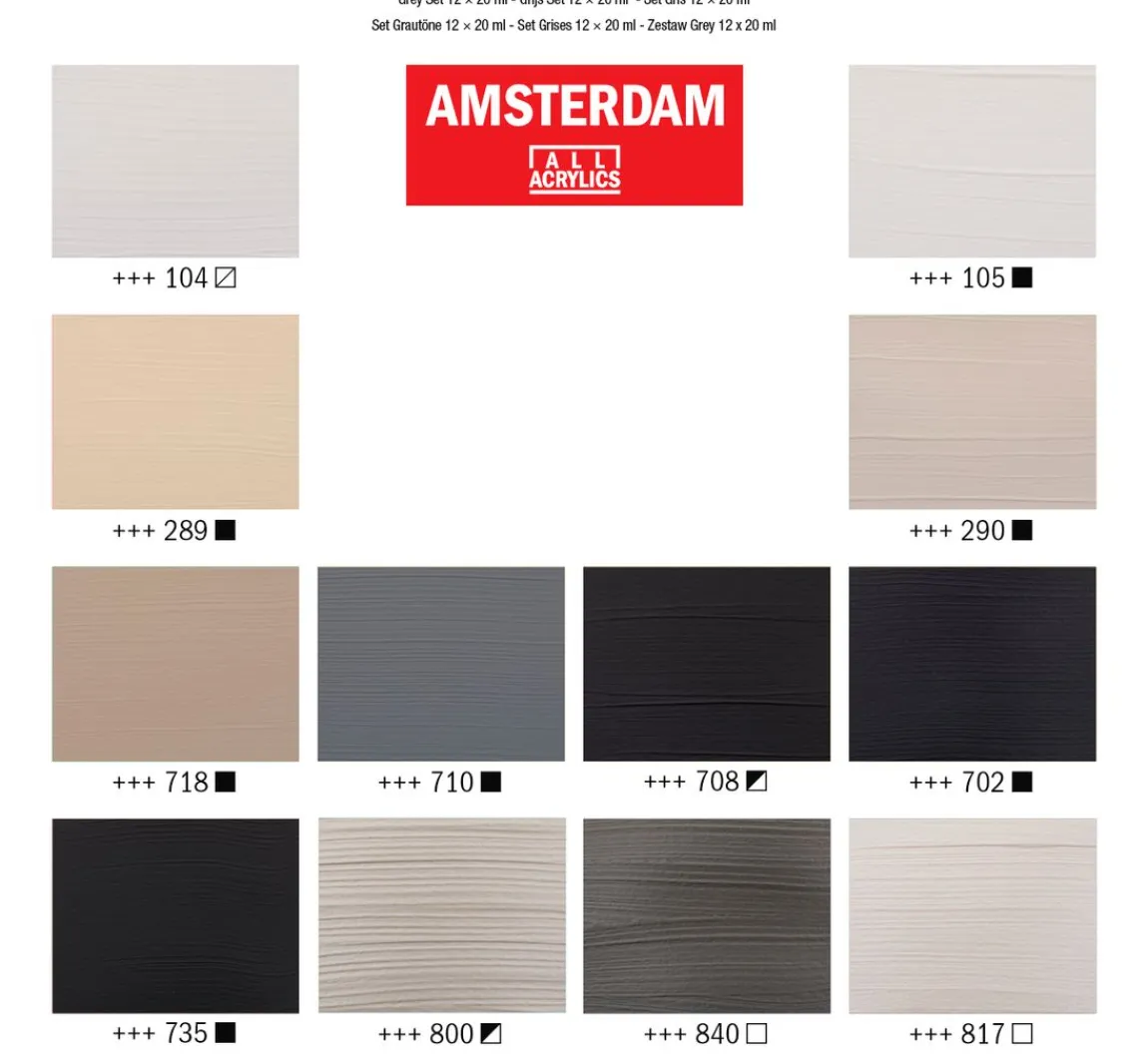 Outlet AMSTERDAM Talens Acrylfarben-Set "Grau"