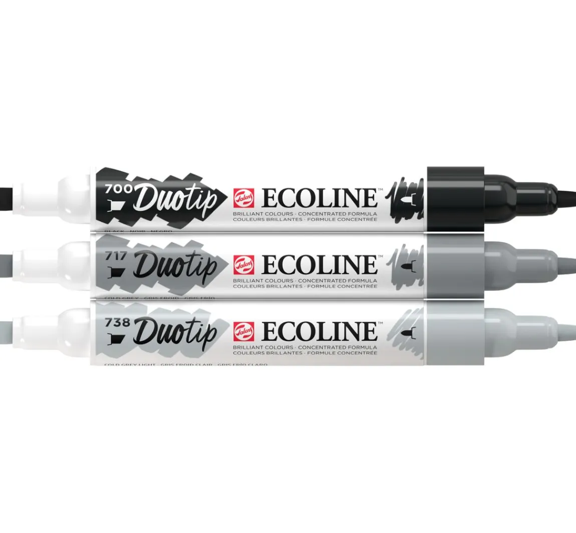 Best Talens Ecoline Duotip "Schwarz-Grau-Set"