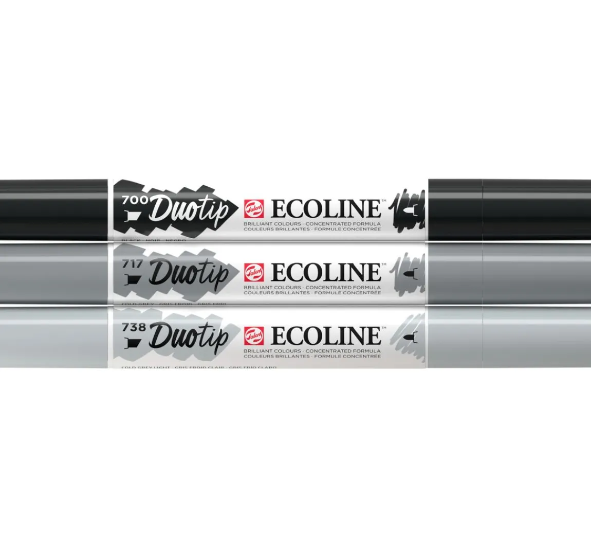 Best Talens Ecoline Duotip "Schwarz-Grau-Set"
