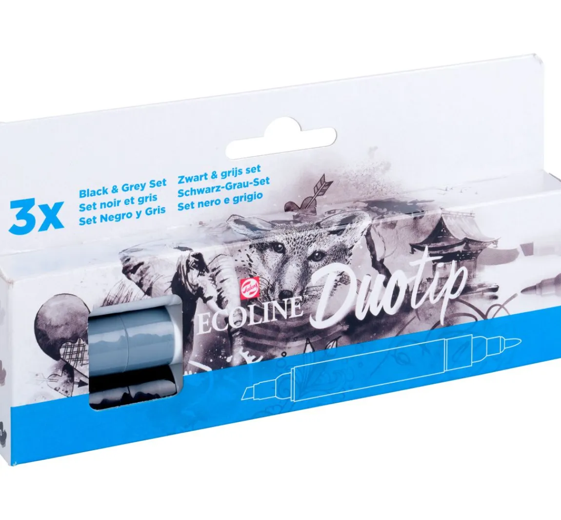 Best Talens Ecoline Duotip "Schwarz-Grau-Set"