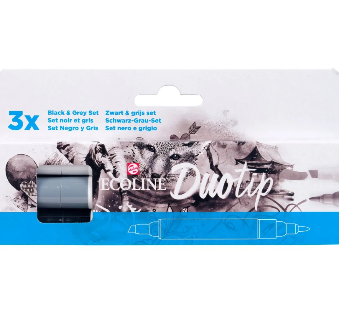 Best Talens Ecoline Duotip "Schwarz-Grau-Set"