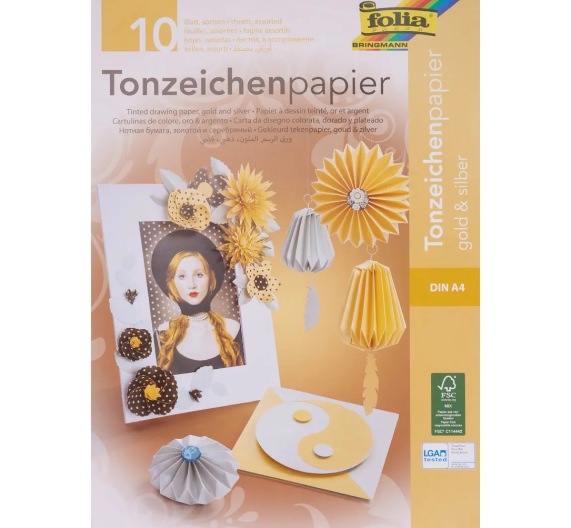 Clearance folia Tonpapier-Block Gold/Silber matt, DIN A4