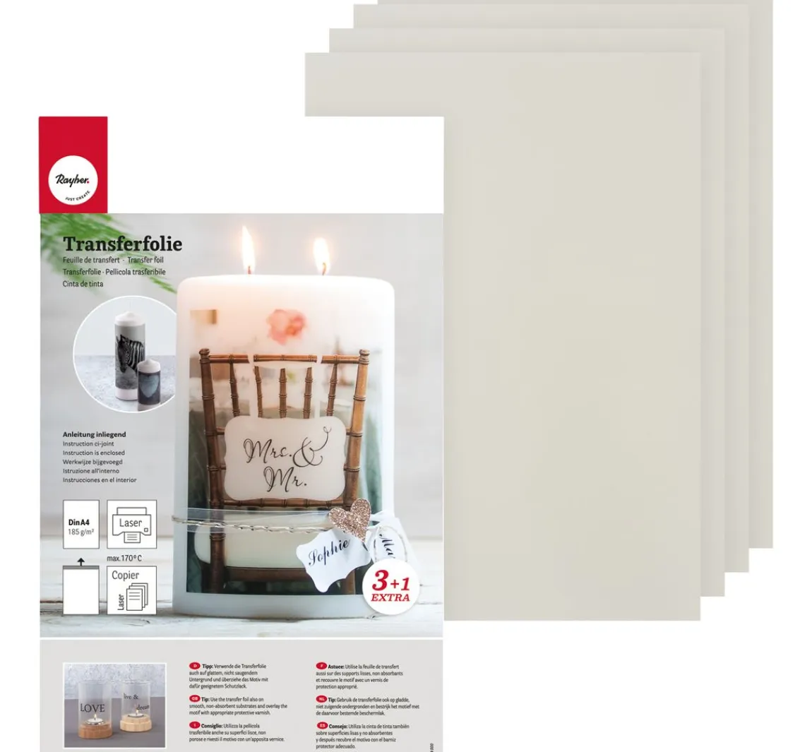 Clearance Rayher Transfer-/Wasserschiebefolie, 4 Blatt