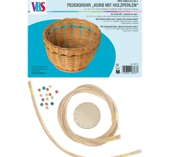 Best VBS Bastelset Peddigrohr "Korb mit Holzperlen"