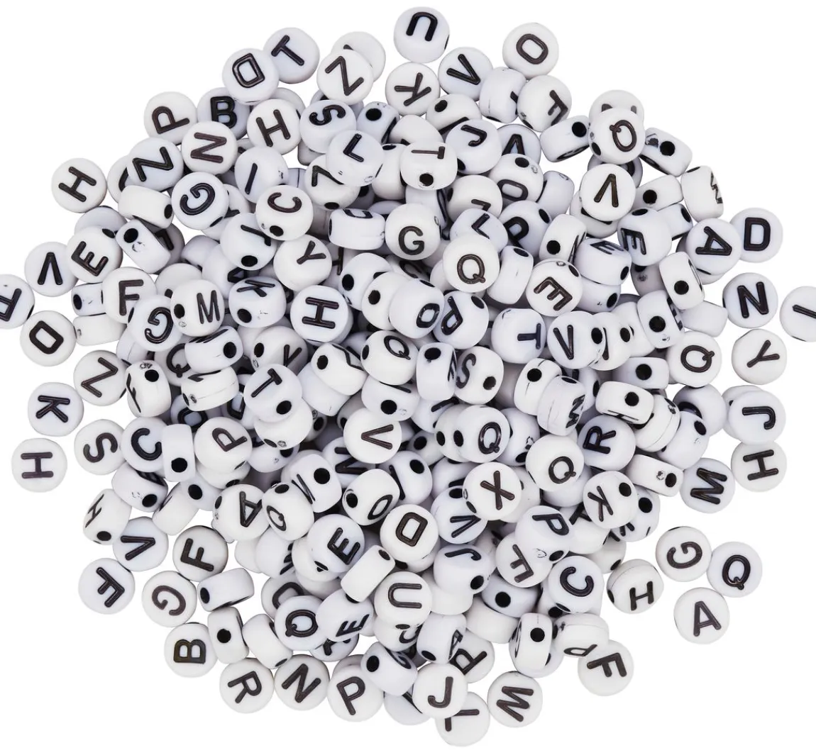 New VBS Buchstabenperlen "Weiß"