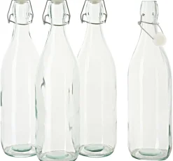 Best VBS Glasflasche mit Bügelverschluß "Rund", 900 ml, 4 Stück