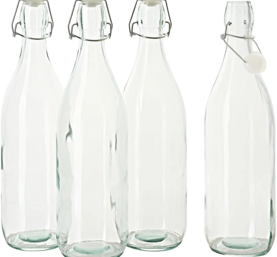 Best VBS Glasflasche mit Bügelverschluß "Rund", 900 ml, 4 Stück