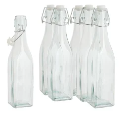 Outlet VBS Glasflasche mit Bügelverschluß "Eckig", 500ml, 6 Stück
