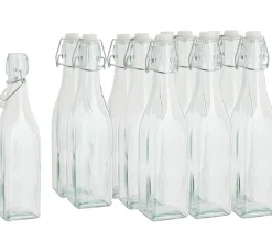 VBS XXL VBS Glasflaschen mit Bügelverschluß "Eckig", 500 ml, 12 Stück