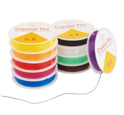 Best VBS XXL VBS Gummikordeln "Magic Stretch", Bunter Mix, 0,8 mm, 10 Rollen à 5 m