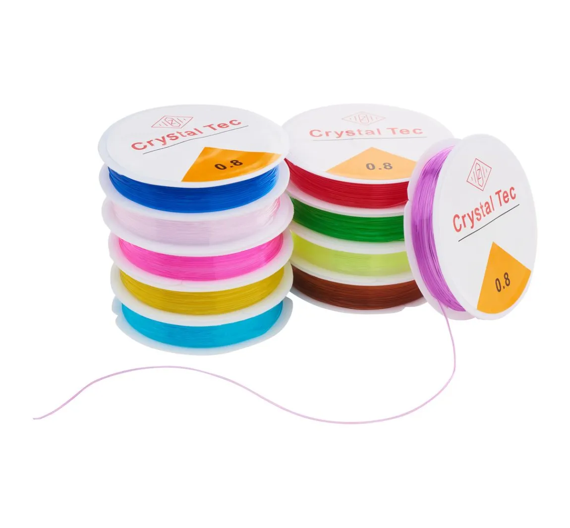 Best VBS XXL VBS Gummikordeln "Magic Stretch", Bunter Mix, 0,8 mm, 10 Rollen à 5 m