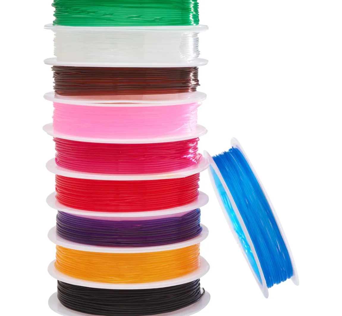 Best VBS XXL VBS Gummikordeln "Magic Stretch", Bunter Mix, 0,8 mm, 10 Rollen à 5 m