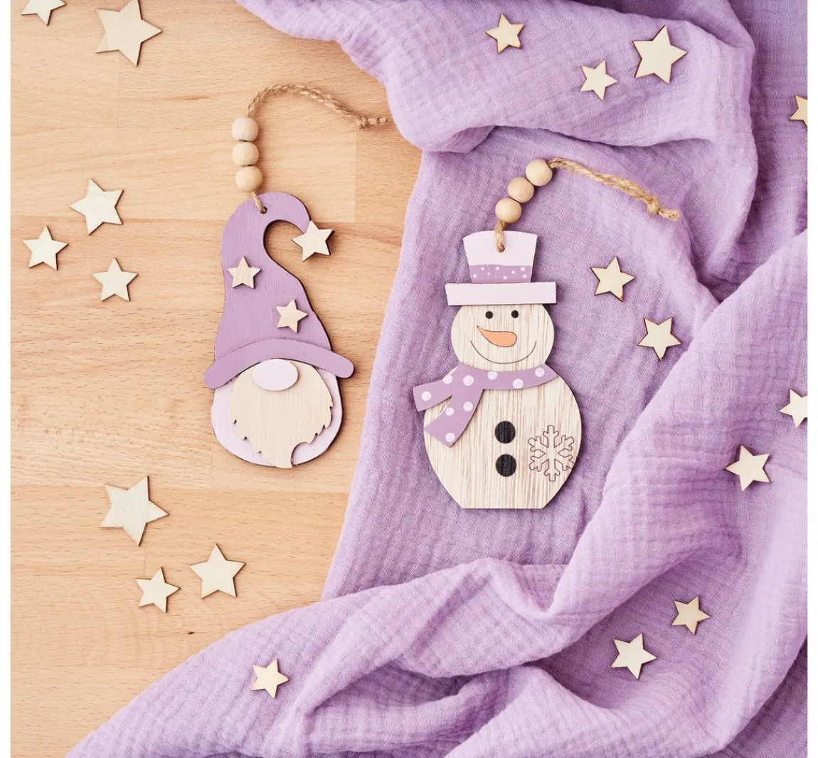 Online VBS Holz-Anhänger "Wichtel und Schneemann", 2-er Set