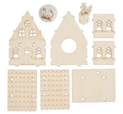 Discount VBS Holzbausatz "Haus mit Schneemann", inkl. LED