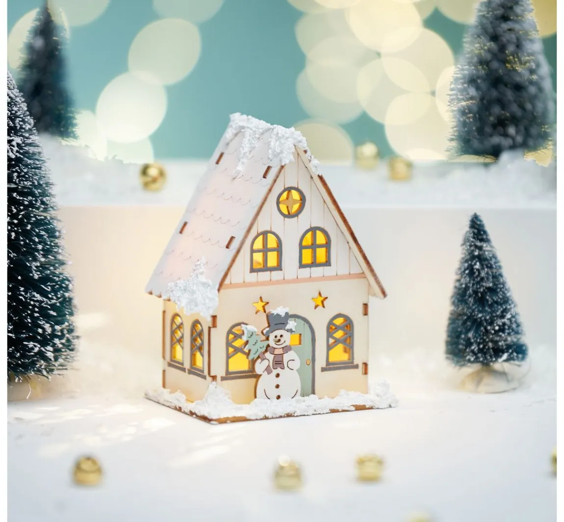 Discount VBS Holzbausatz "Haus mit Schneemann", inkl. LED