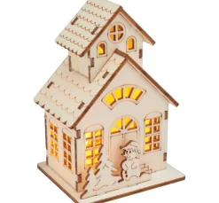 Best VBS Holzbausatz "Haus mit Turm und Schneemann", inkl. LED